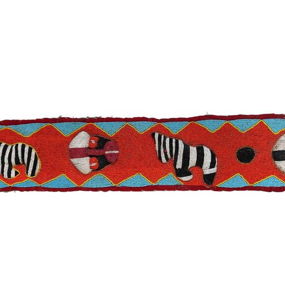 African Yoruba Beaded Sash Wall Hanging Tribal Mask Zebra Nigeria - Picture 3 of 10